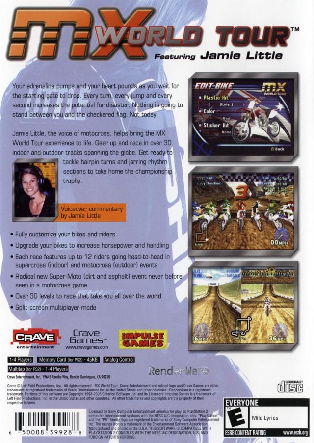 
MX World Tour | PlayStation 2 | North America | back cover scan: Back Cover | PriceCharting
