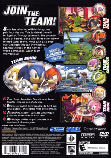 
Sonic Heroes | PlayStation 2 | North America | back cover scan: Back Cover | PriceCharting