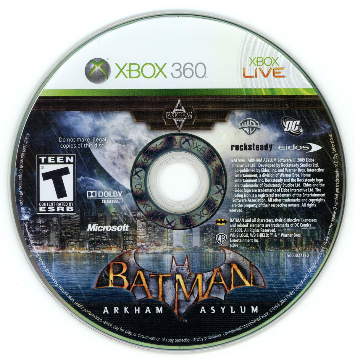 
Batman: Arkham Asylum | Xbox 360 | North America | physical media scan: Disc | PriceCharting