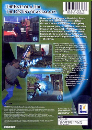 
Star Wars: Obi-Wan | Xbox | North America | back cover scan: Back Cover | PriceCharting