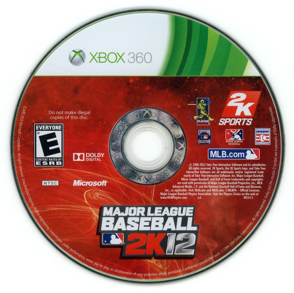 
Major League Baseball 2K12 | Xbox 360 | North America | physical media scan: Disc | PriceCharting