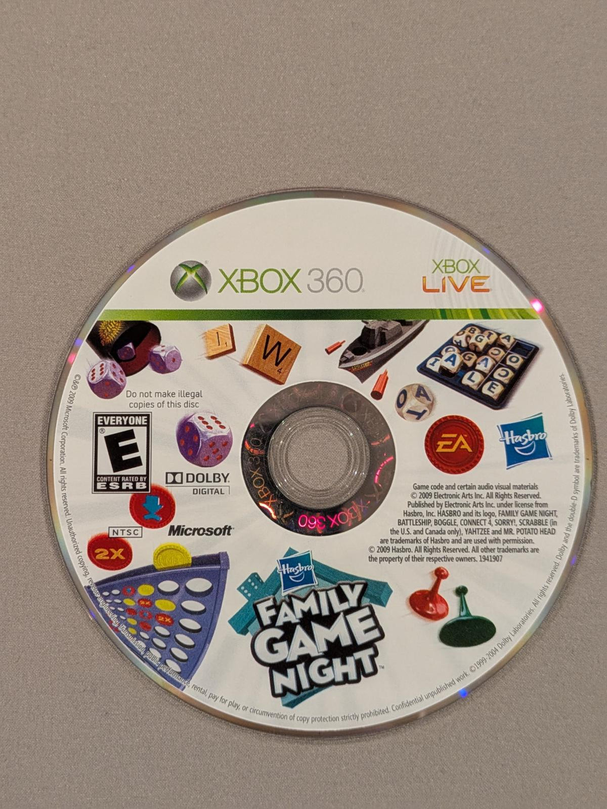 
Hasbro Family Game Night | Xbox 360 | North America | physical media scan: Disc | PriceCharting