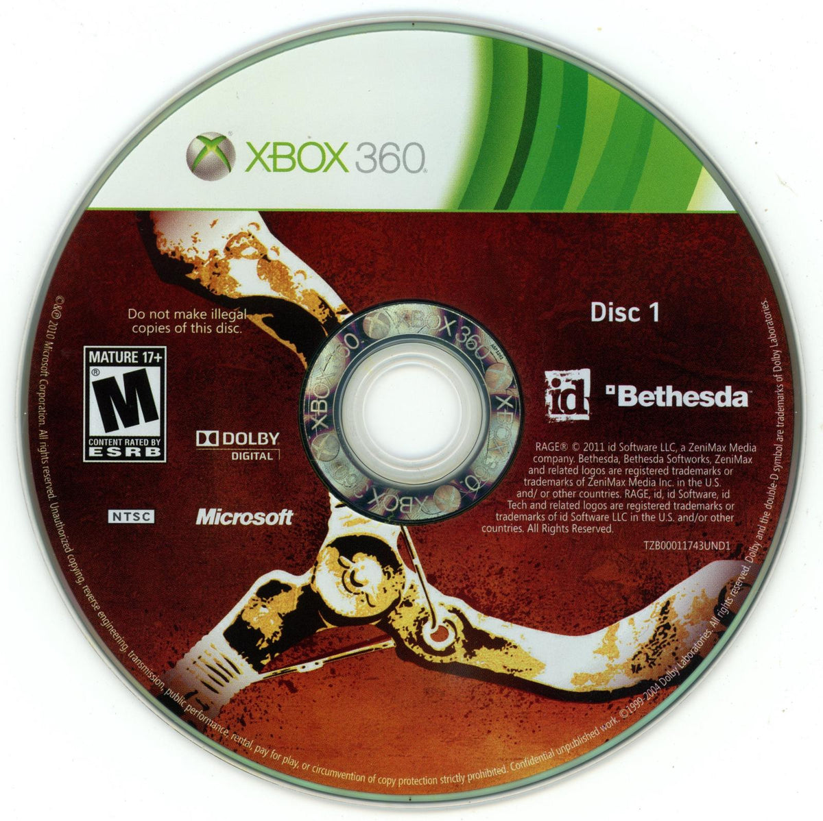
Rage | Xbox 360 | North America | physical media scan: Disc 1 | PriceCharting