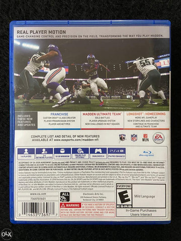 
Madden NFL 19 | PlayStation 4 | North America | back cover scan: Back | PriceCharting