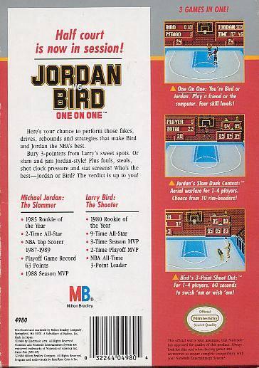 
Jordan vs. Bird: One On One | NES | North America | back cover scan: Back Cover | PriceCharting