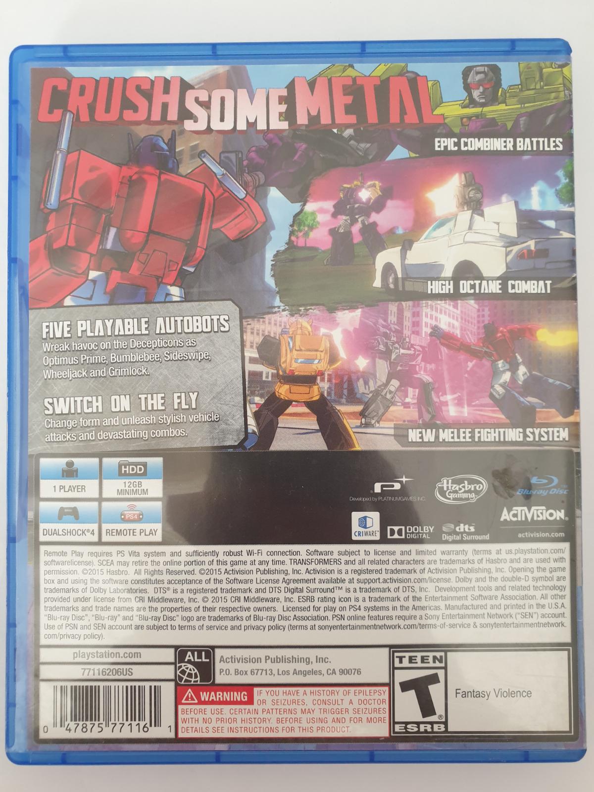 
Transformers: Devastation | PlayStation 4 | North America | back cover scan: Back | PriceCharting