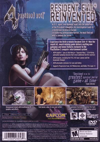 
Resident Evil 4 | PlayStation 2 | North America | back cover scan: Back Cover | PriceCharting