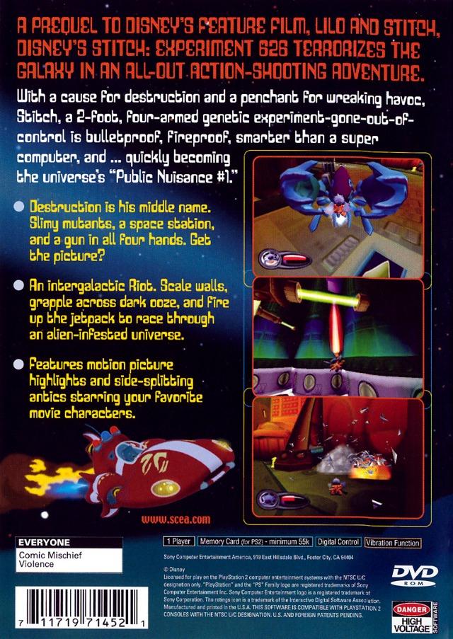 
Disney's Stitch: Experiment 626 | PlayStation 2 | North America | back cover scan: Back Cover | PriceCharting