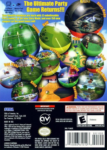 
Super Monkey Ball 2 | GameCube | North America | back cover scan: Back Cover | PriceCharting