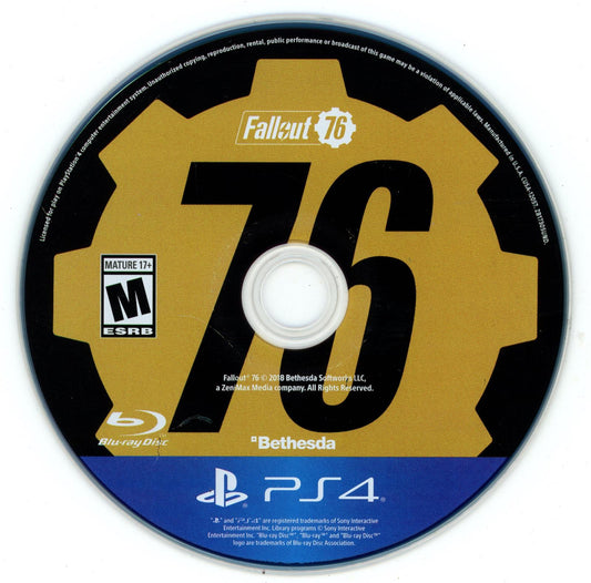 
Fallout 76 | PlayStation 4 | North America | physical media scan: Disc | PriceCharting