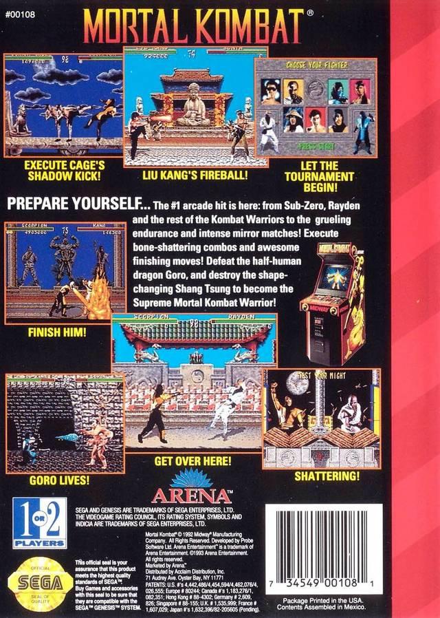 
Mortal Kombat | Genesis | North America | back cover scan: Back Cover | PriceCharting