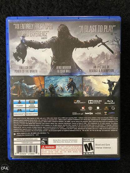 
Middle-Earth: Shadow of Mordor | PlayStation 4 | North America | back cover scan: Back | PriceCharting