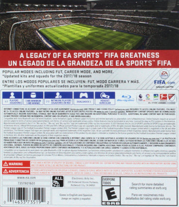 
FIFA 18: Legacy Edition | PlayStation 3 | North America | back cover scan: Back Cover | PriceCharting