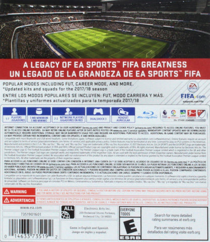 
FIFA 18: Legacy Edition | PlayStation 3 | North America | back cover scan: Back Cover | PriceCharting