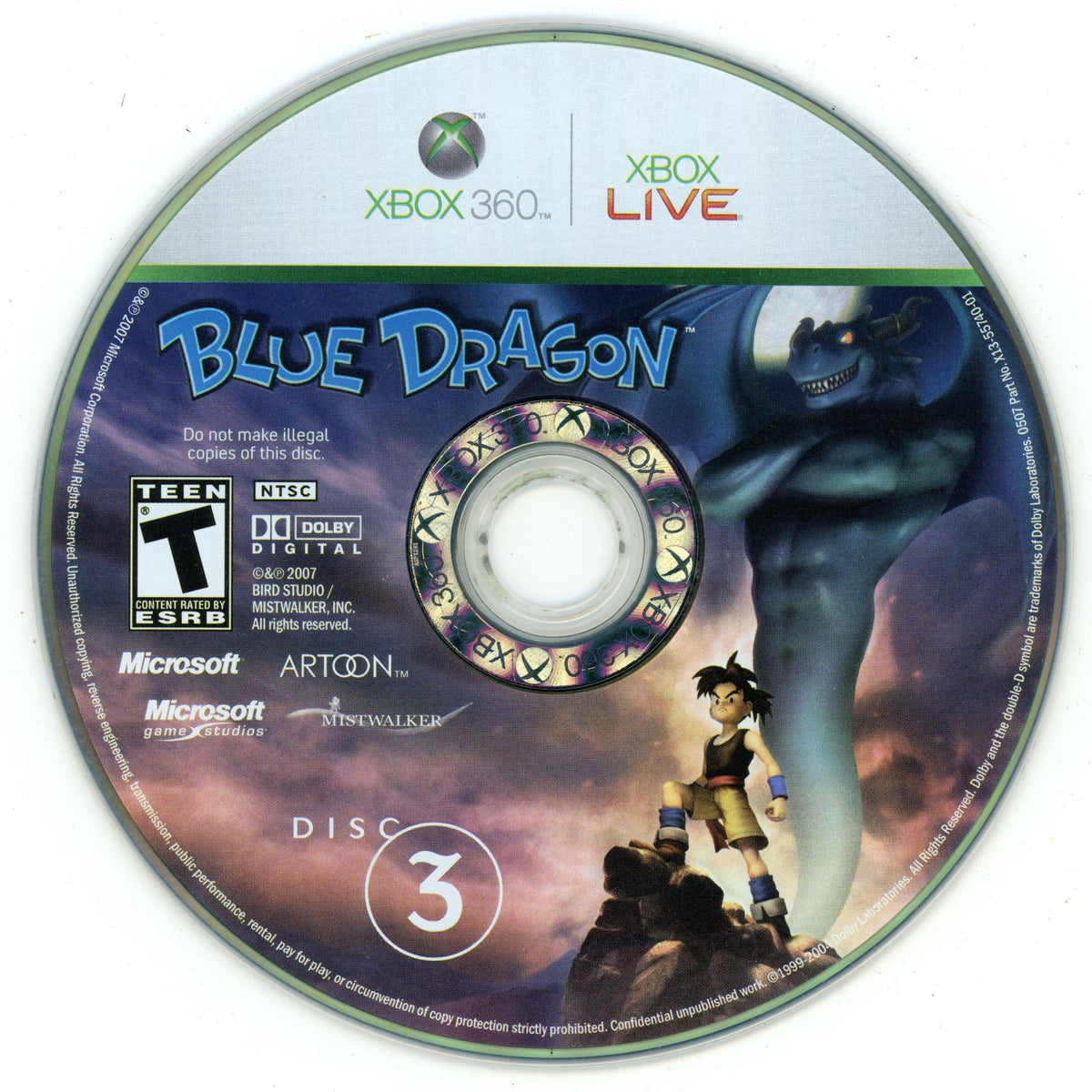 
Blue Dragon | Xbox 360 | North America | physical media scan: Disc 3 | PriceCharting