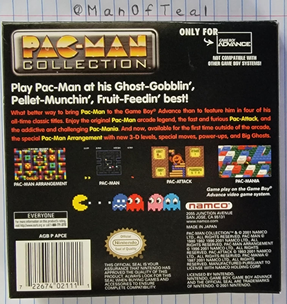 
Pac-Man Collection | Game Boy Advance | North America | back cover scan: Box Back | PriceCharting