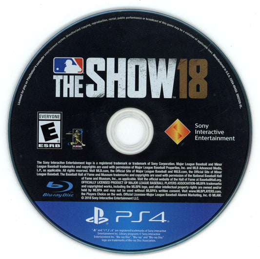 
MLB The Show 18 | PlayStation 4 | North America | physical media scan: Disc | PriceCharting