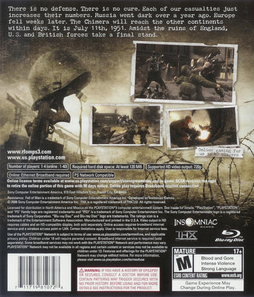 
Resistance: Fall of Man | PlayStation 3 | North America | back cover scan: Back Cover | PriceCharting
