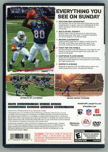 
Madden NFL 11 | PlayStation 2 | North America | back cover scan: Back Cover | PriceCharting