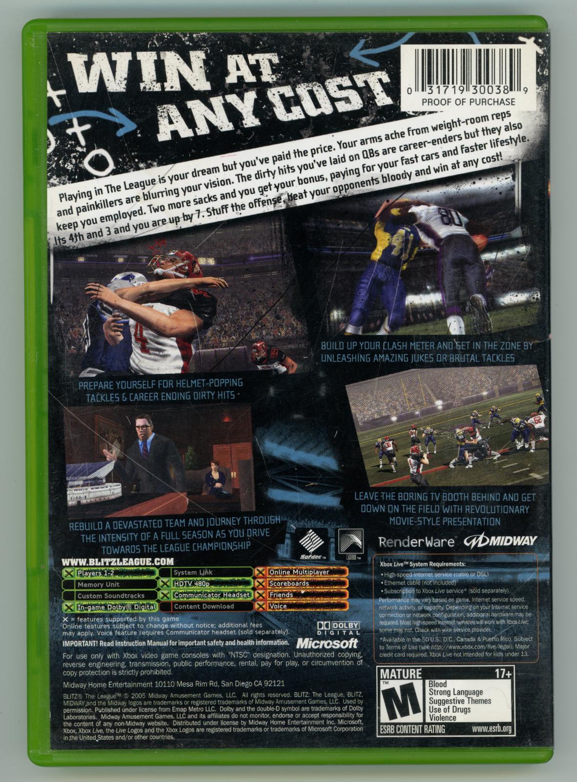 
Blitz: The League | Xbox | North America | back cover scan: Back Cover | PriceCharting