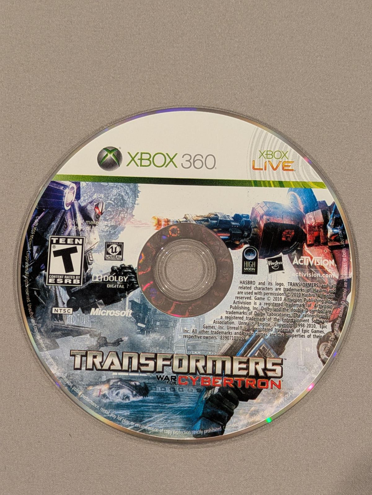 
Transformers: War for Cybertron | Xbox 360 | North America | physical media scan: Disc | PriceCharting