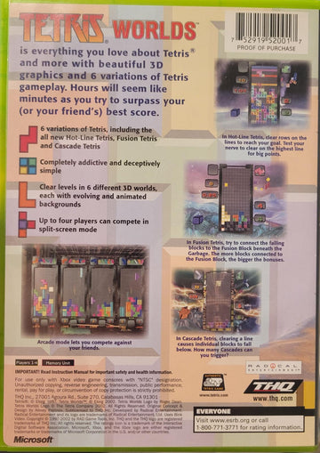 
Tetris Worlds | Xbox | North America | back cover scan: Box Back | PriceCharting