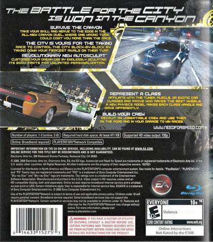 
Need for Speed: Carbon | PlayStation 3 | North America | back cover scan: Back Cover | PriceCharting