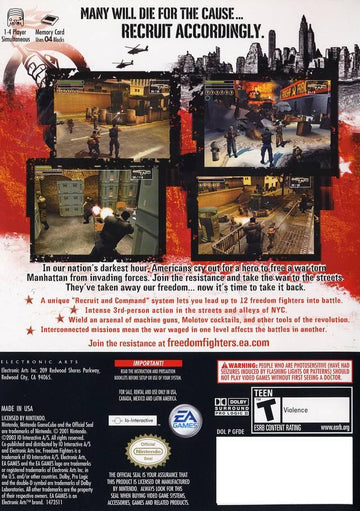 
Freedom Fighters | GameCube | North America | back cover scan: Back Cover | PriceCharting