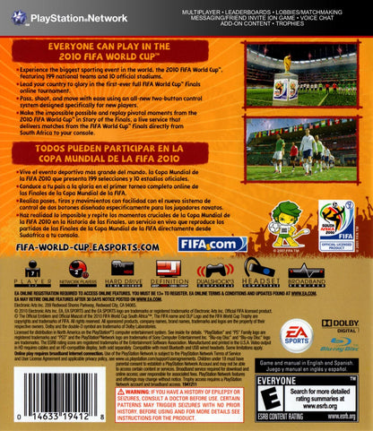 
2010 FIFA World Cup South Africa | PlayStation 3 | North America | back cover scan: Back Cover | PriceCharting
