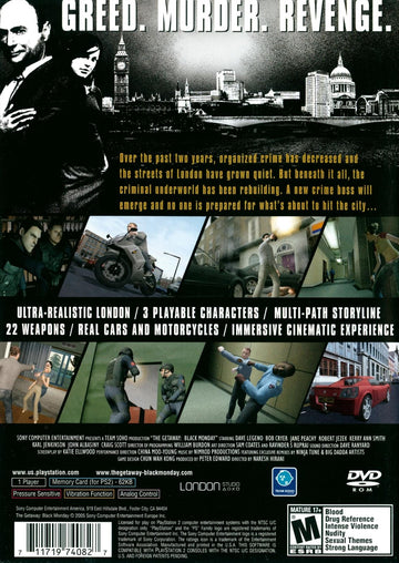 
The Getaway: Black Monday | PlayStation 2 | North America | back cover scan: Back Cover | PriceCharting