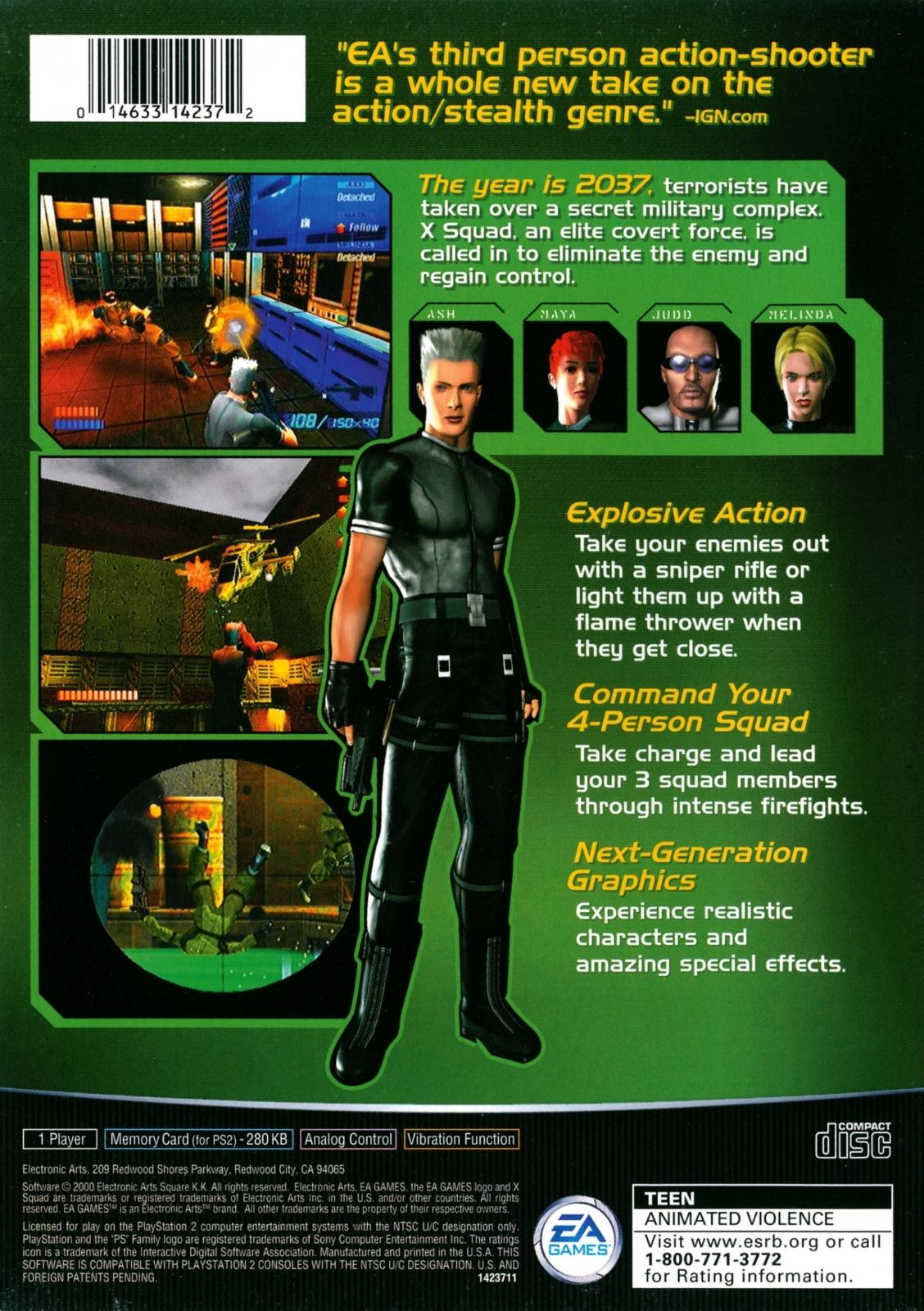 
X Squad | PlayStation 2 | North America | back cover scan: Back Cover | PriceCharting