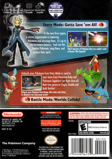 
Pokémon Colosseum | GameCube | North America | back cover scan: Back Cover | PriceCharting