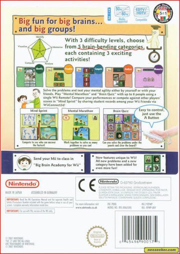 
Big Brain Academy: Wii Degree | Wii | North America | back cover scan: Back Cover | PriceCharting