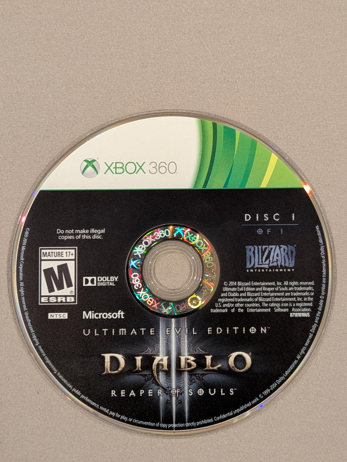 
Diablo III: Reaper of Souls - Ultimate Evil Edition | Xbox 360 | North America | physical media scan: Disc | PriceCharting