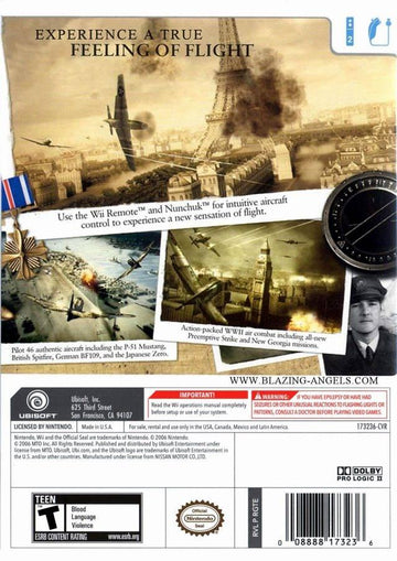 
Blazing Angels: Squadrons of WWII | Wii | North America | back cover scan: Back | PriceCharting