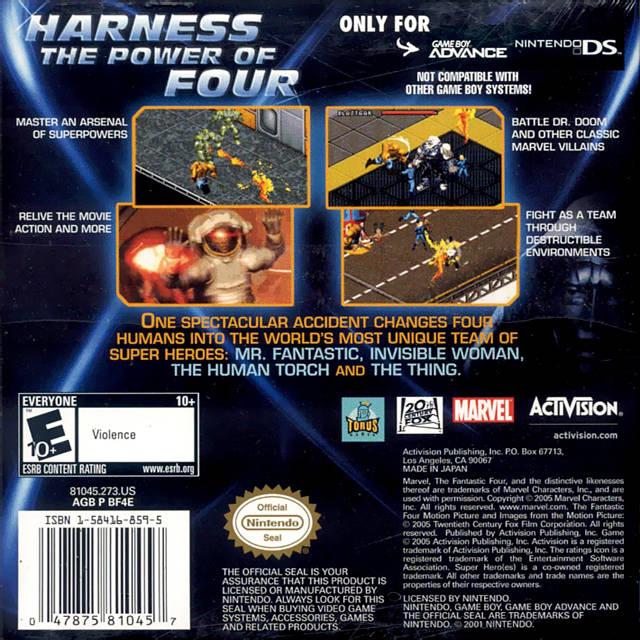 
Fantastic 4 | Game Boy Advance | North America | back cover scan: Back Cover | PriceCharting