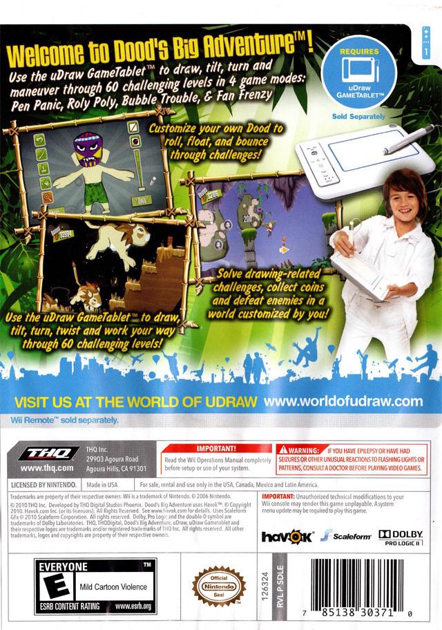 
Dood's Big Adventure | Wii | North America | back cover scan: Back Cover | PriceCharting
