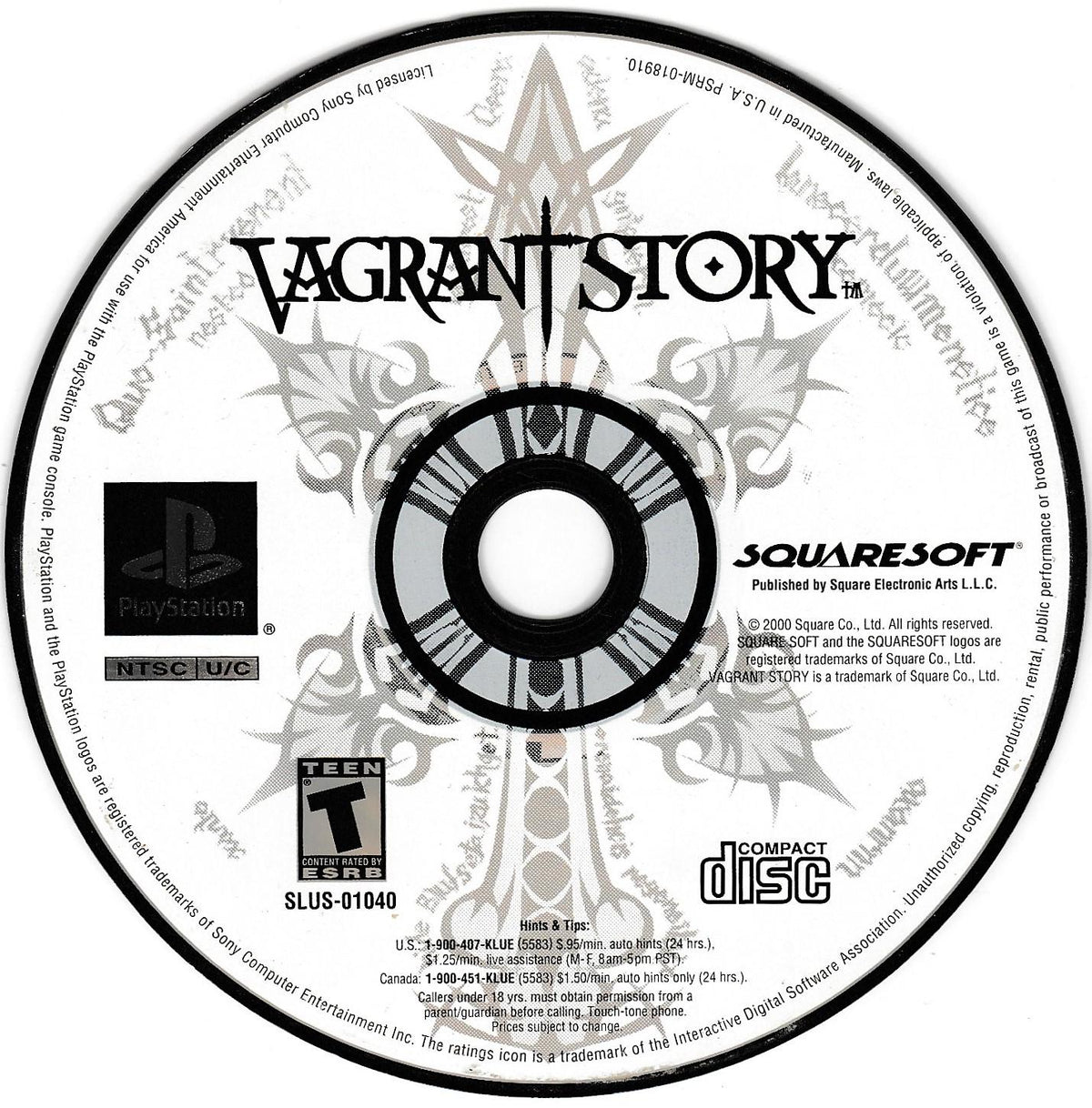 
Vagrant Story | PlayStation | North America | physical media scan: Game Disc | PriceCharting