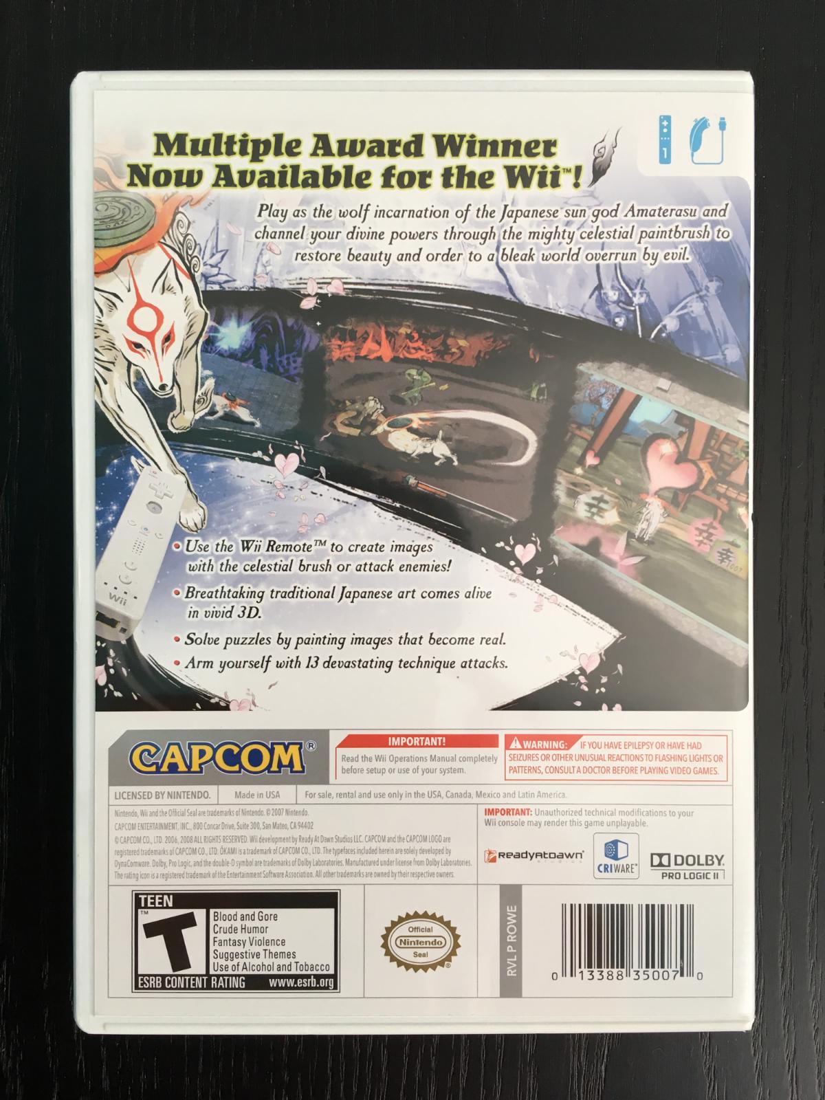 
Okami | Wii | North America | back cover scan: Back Cover | PriceCharting