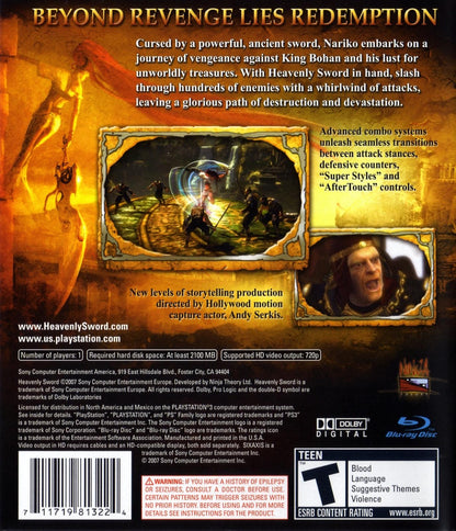 
Heavenly Sword | PlayStation 3 | North America | back cover scan: Back Cover | PriceCharting