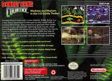 
Donkey Kong Country | SNES | North America | back cover scan: Back Cover | PriceCharting