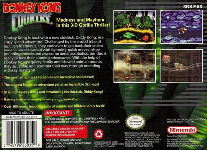 
Donkey Kong Country | SNES | North America | back cover scan: Back Cover | PriceCharting