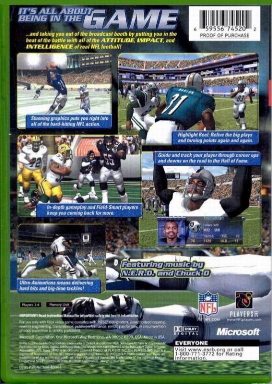 
NFL Fever 2002 | Xbox | North America | back cover scan: Back Cover | PriceCharting