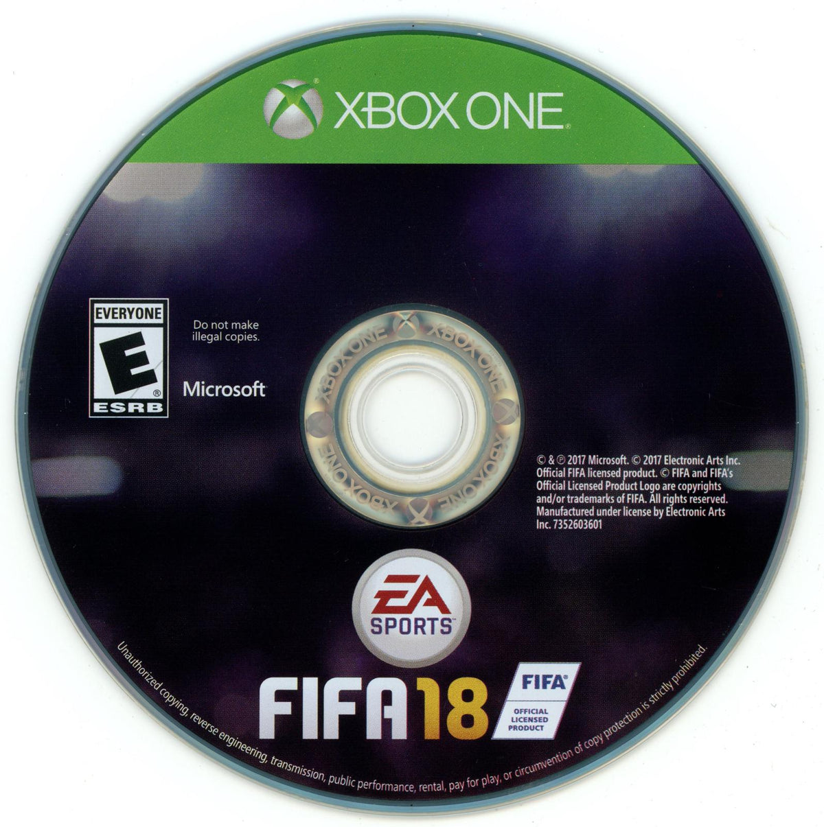
FIFA 18 | Xbox One | North America | physical media scan: Disc | PriceCharting