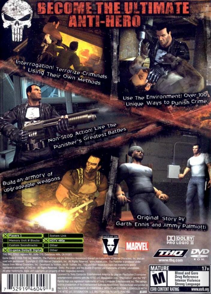 
The Punisher | Xbox | North America | back cover scan: Back Cover | PriceCharting
