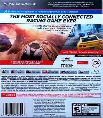 
Need for Speed: Most Wanted | PlayStation 3 | North America | back cover scan: Back Cover | PriceCharting