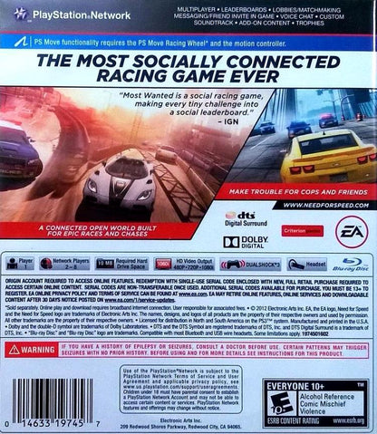 
Need for Speed: Most Wanted | PlayStation 3 | North America | back cover scan: Back Cover | PriceCharting
