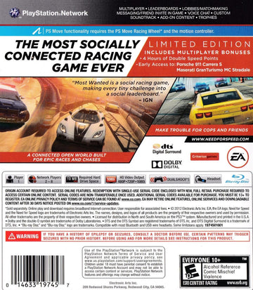 
Need for Speed: Most Wanted (Limited Edition) | PlayStation 3 | North America | back cover scan: Back Cover | PriceCharting