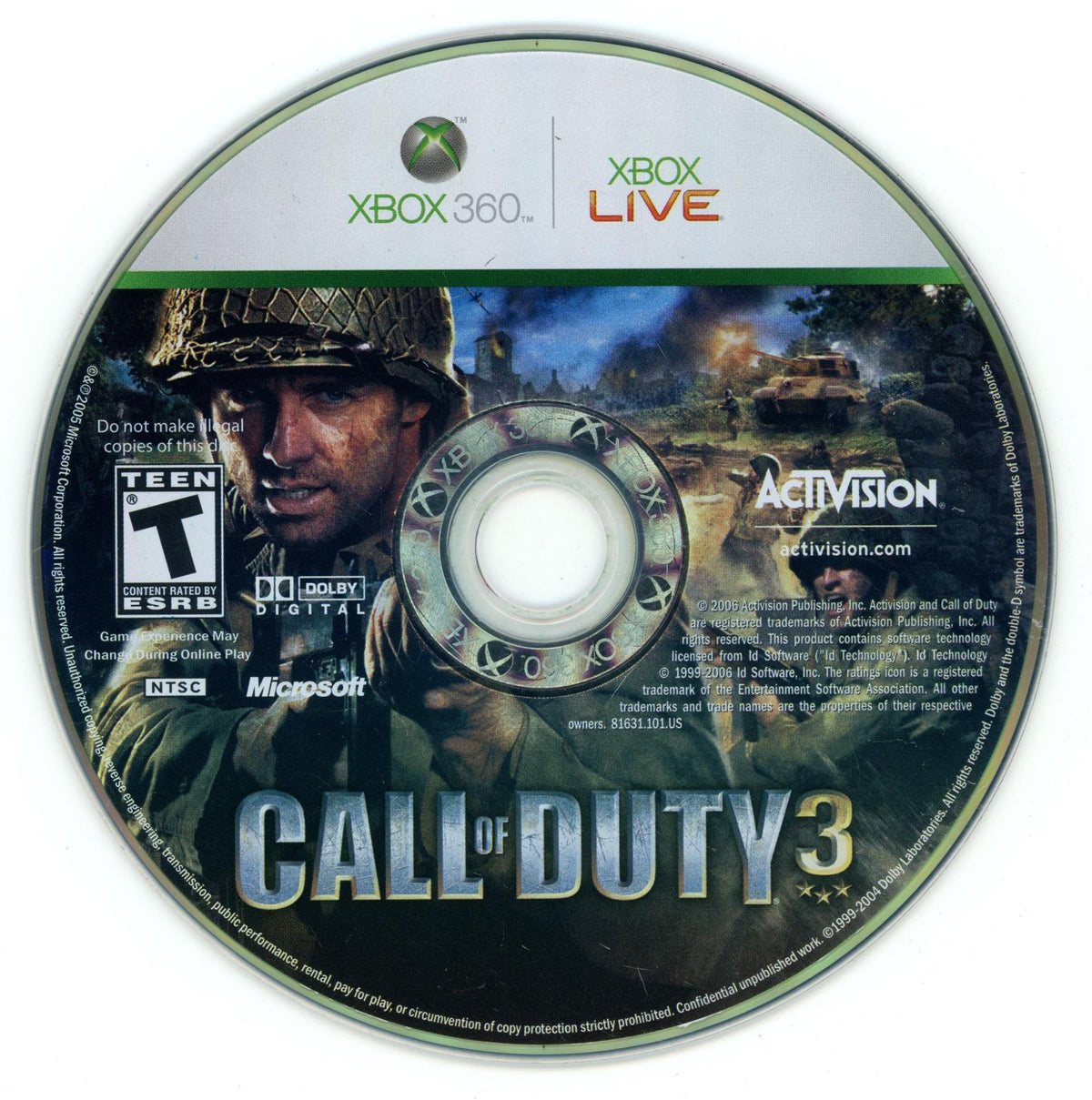 
Call of Duty 3 | Xbox 360 | North America | physical media scan: Disc | PriceCharting