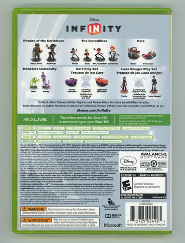 
Disney Infinity | Xbox 360 | North America | back cover scan: Back Cover | PriceCharting